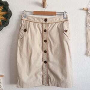The Limited Beige Braided Trim Button Down Skirt Size 4 Vintage